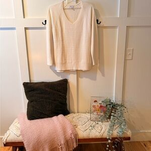 Athleta Cream V-Neck Sweater